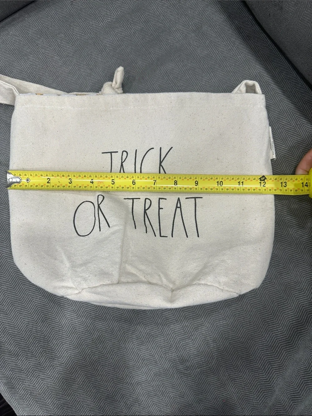 Rae Dunn TRICK OR TREAT Halloween Canvas Tote Bag Basket